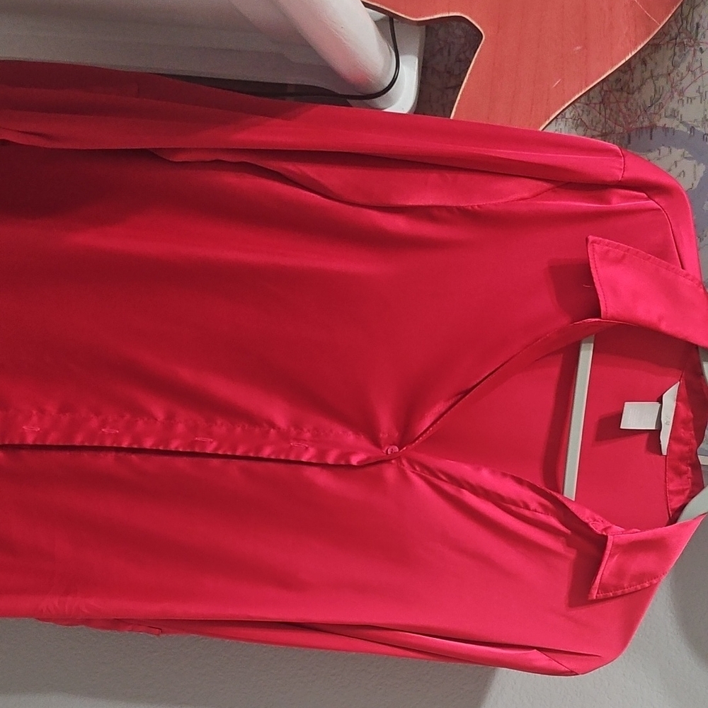 Vibrant Red Long Sleeve Blouse